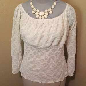 Cocomo Ivory Lace Peasant Top 2X